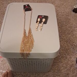 Paparazzi Gold Necklace and Earring Set